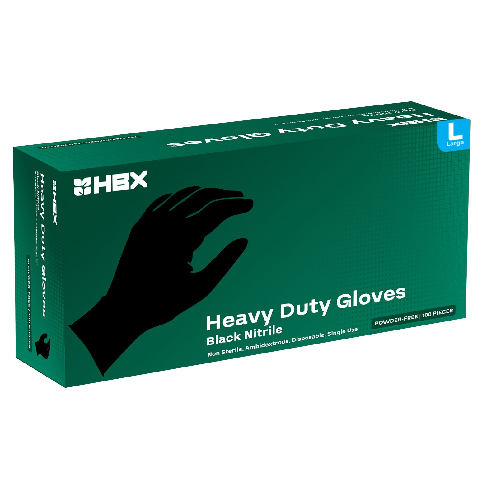 HBX Heavy Duty Premium Black Nitrile Gloves