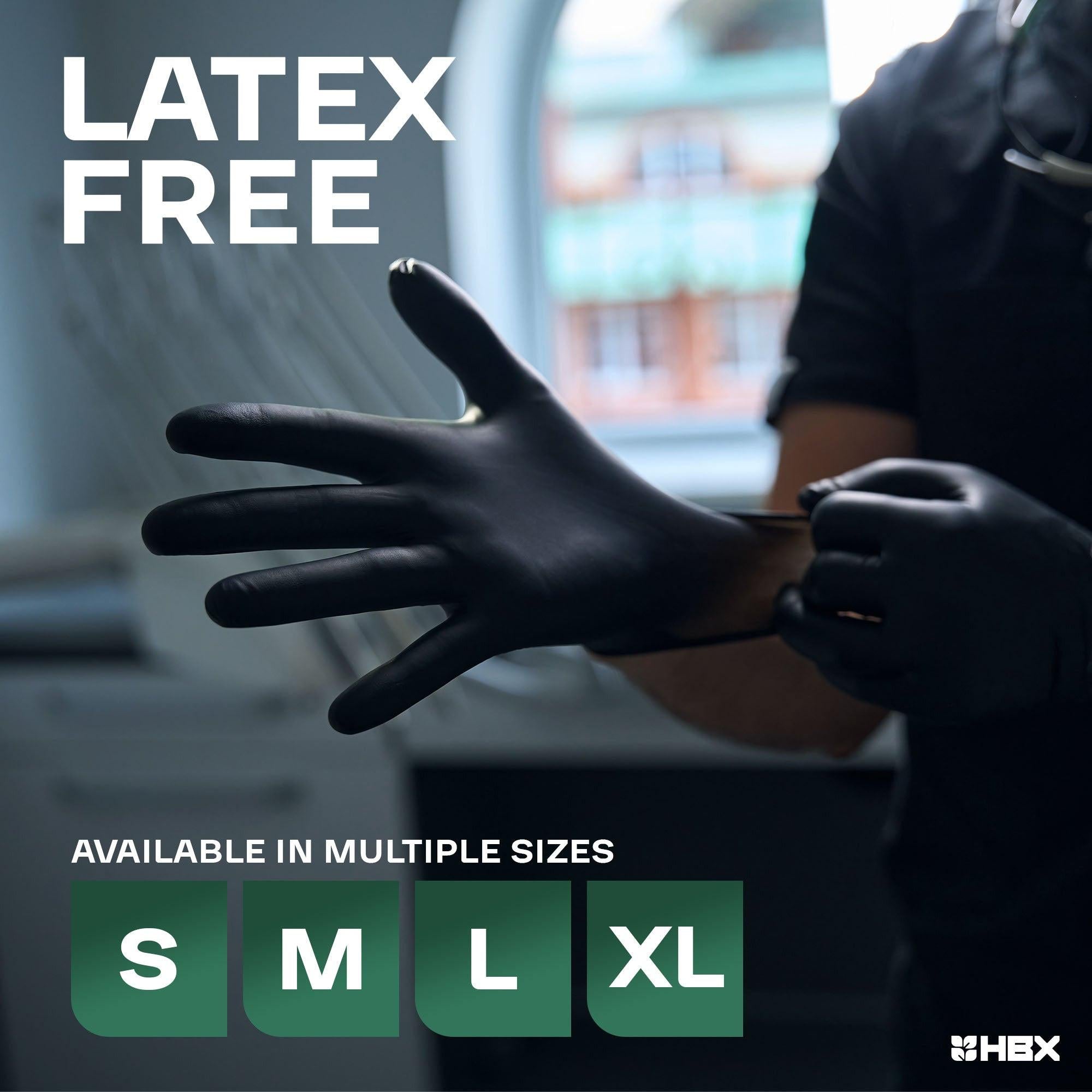 HBX Heavy Duty Black Nitrile Gloves, Large, Case of 1000