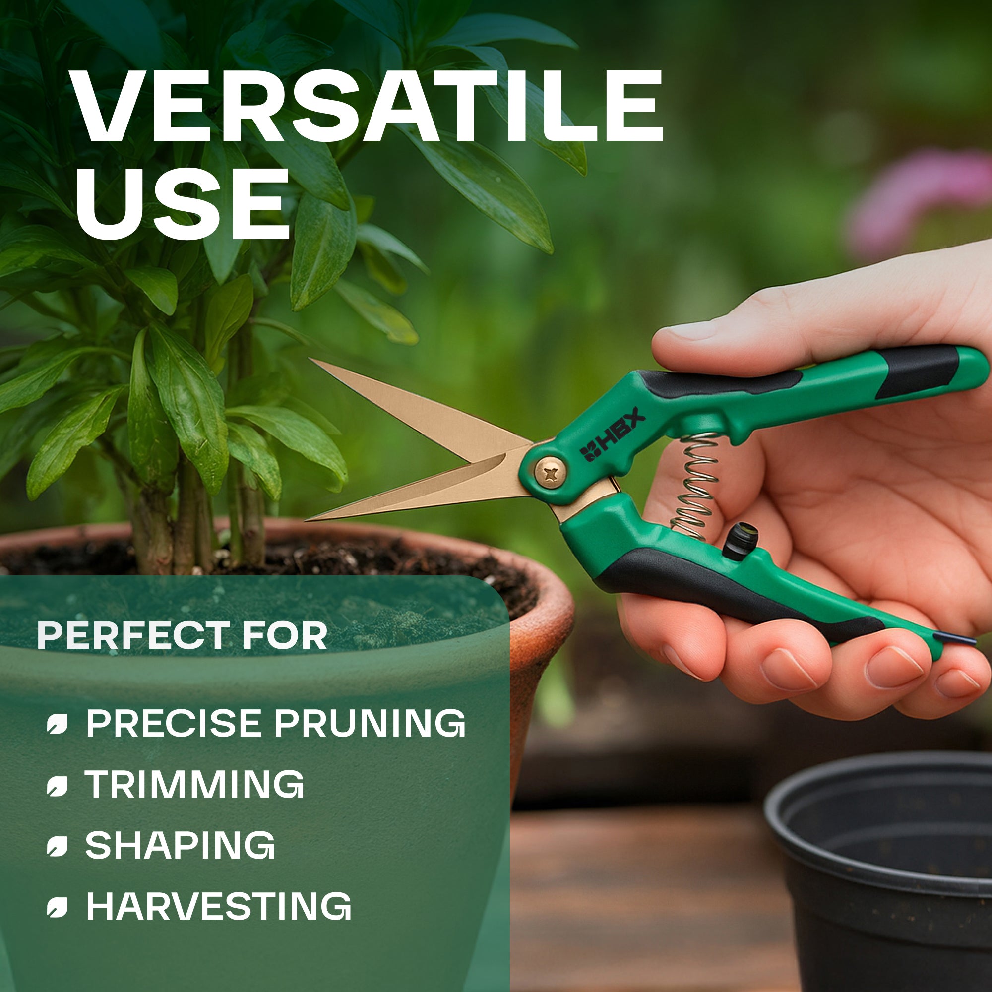 HBX Stainless Steel Straight Precision Garden Trimming Scissors