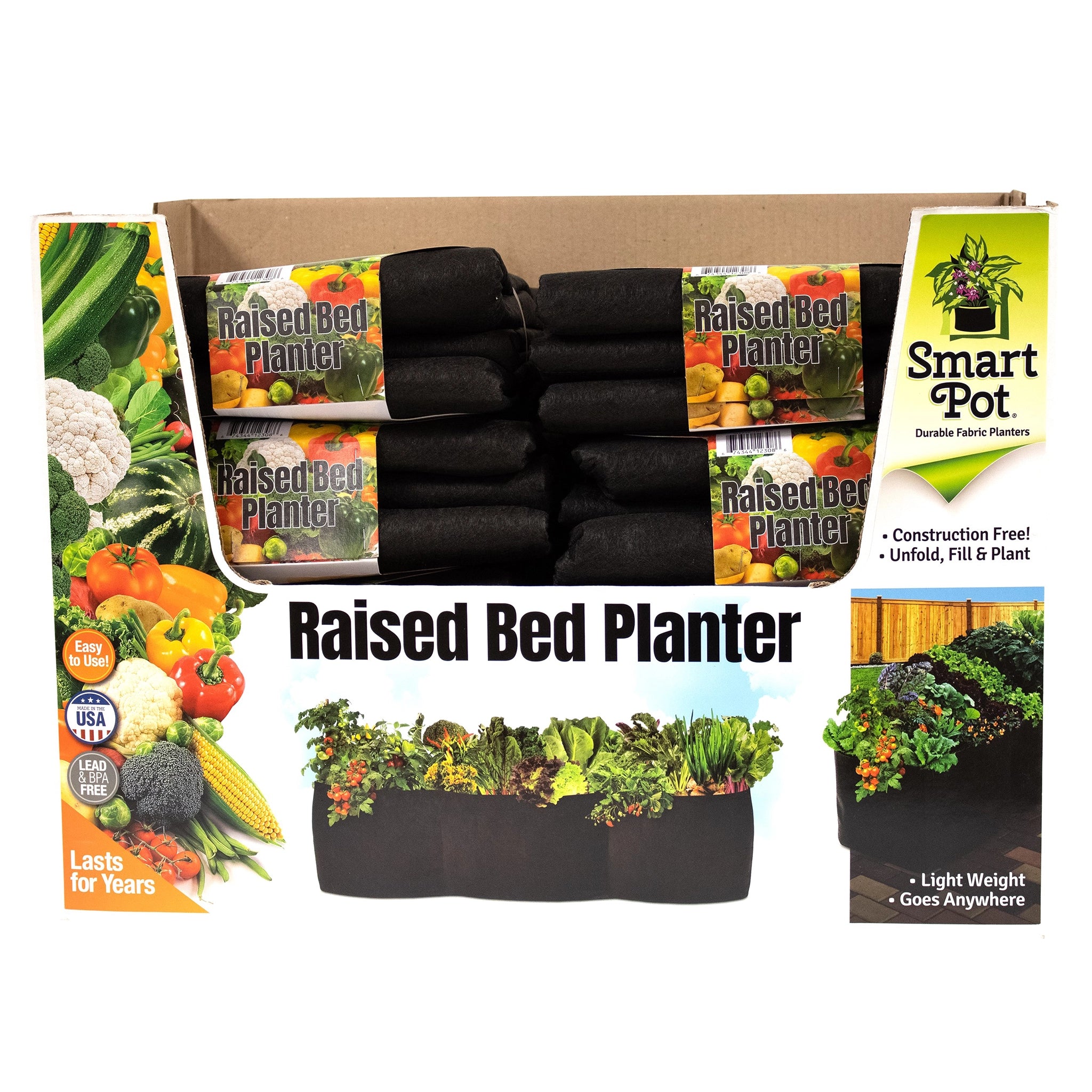 Smart Pot 72" Raised Bed Planter, Black, Pack of 10