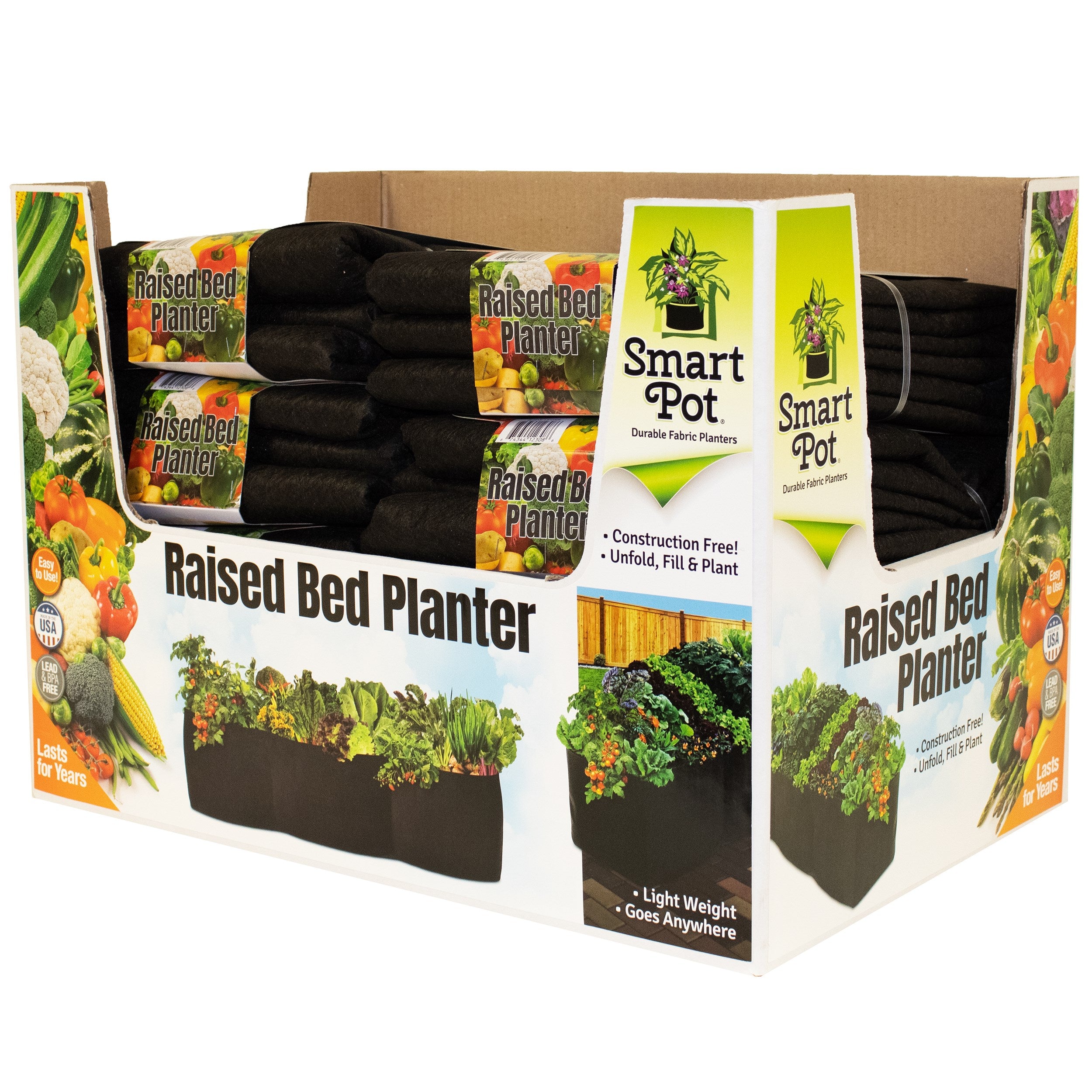 Smart Pot 72" Raised Bed Planter, Black, Pack of 10