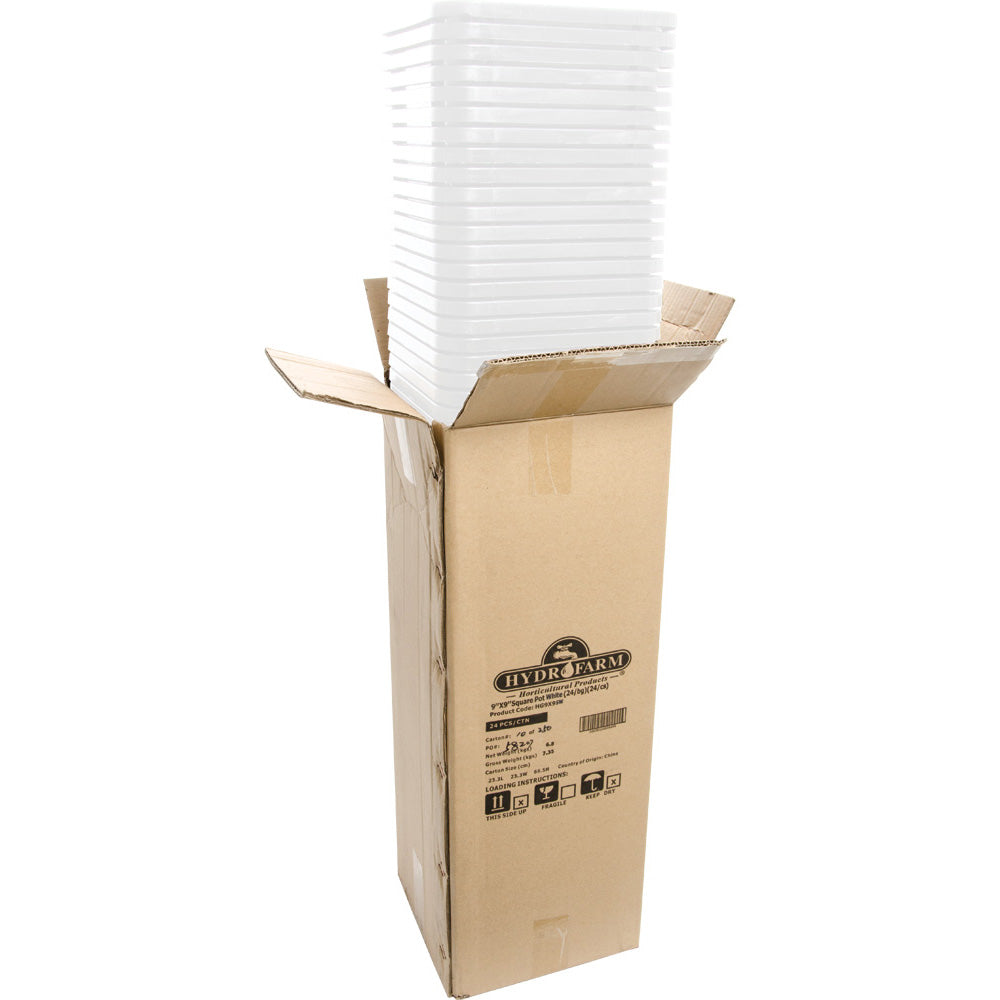 Active Aqua 9" x 9" Square White Pot, 10" Tall, Case of 24