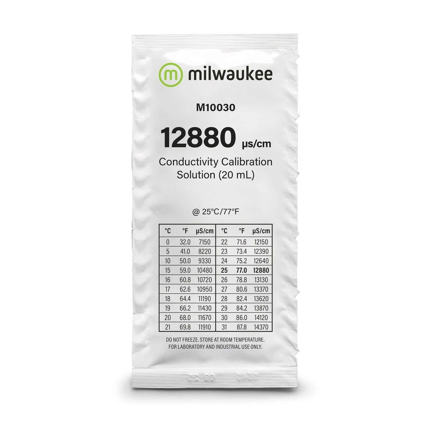 Milwaukee 12880 µS/cm Conductivity Calibration Solution Sachets, 20 mL - Case of 25