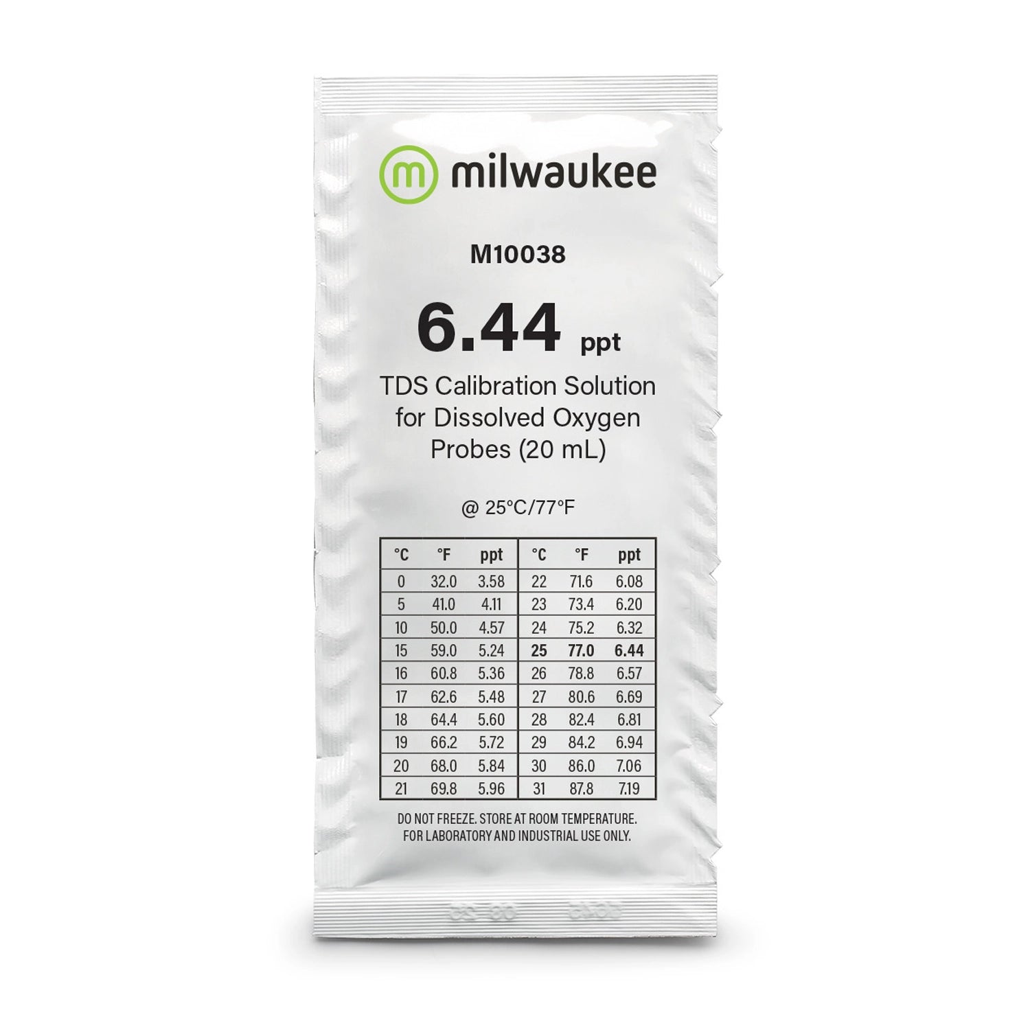 Milwaukee 6.44 ppt TDS Calibration Solution Sachets, 20 mL - Case of 25