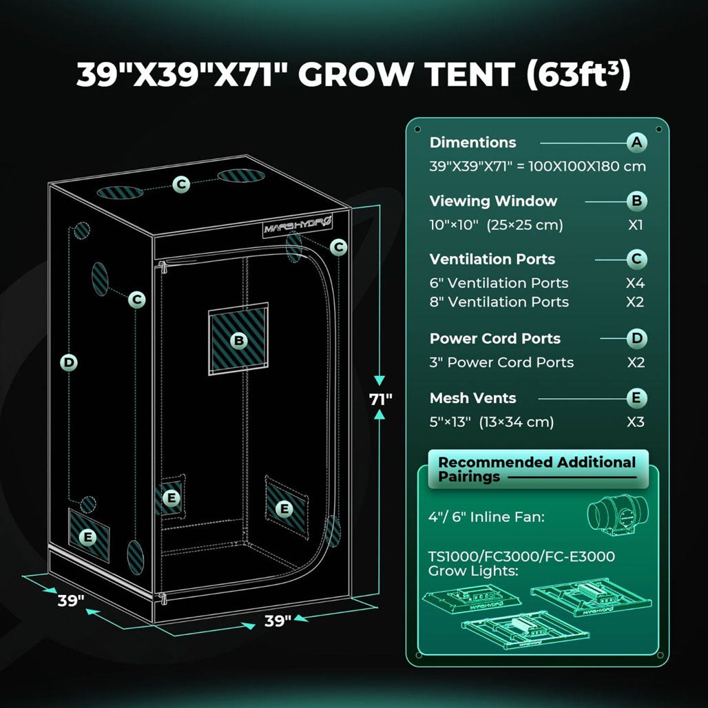 Mars Hydro 3.3' x 3.3' Grow Tent