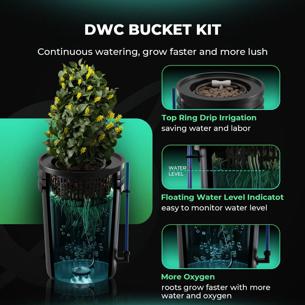 Mars Hydro 5 Gallon, 4 Bucket DWC Hydroponic System