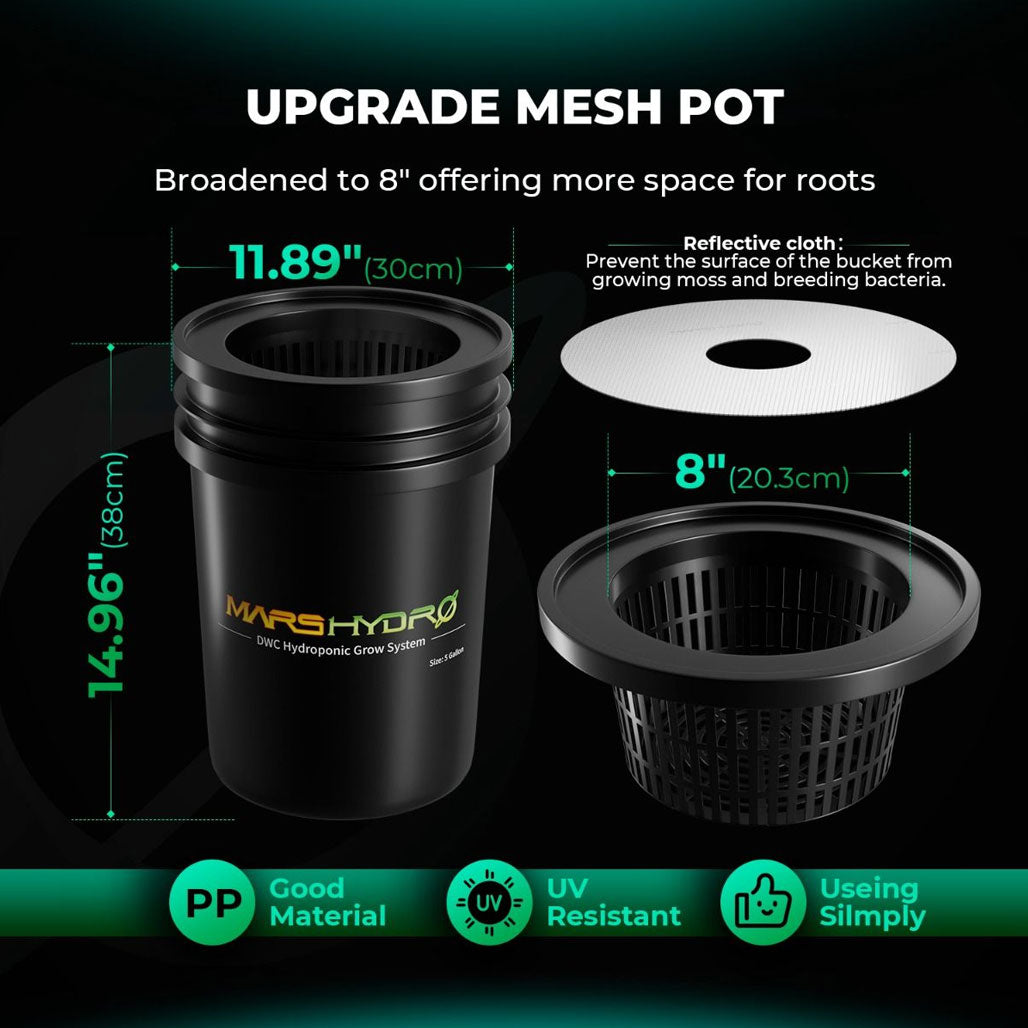 Mars Hydro 5 Gallon, 4 Bucket DWC Hydroponic System