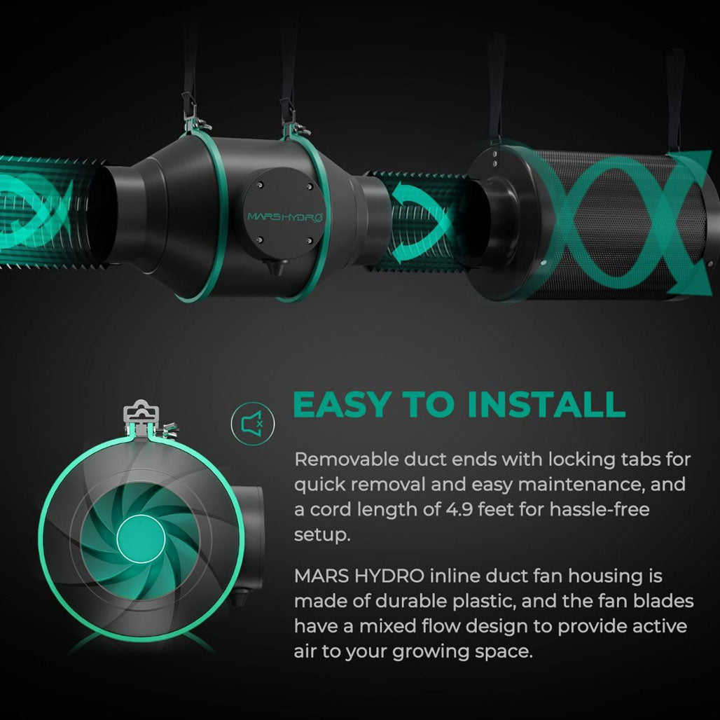 Mars Hydro Inline Fan And Carbon Filter Combo With Thermostat Controller