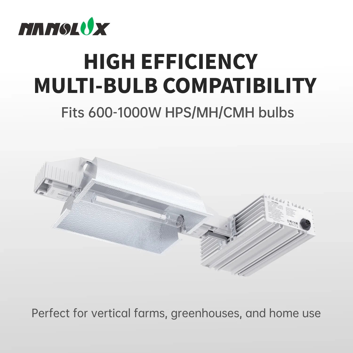 NanoLux Summit Series 1000 Watt DE HPS Grow Light with HPS Bulb, 240 Volt - 15 ft Cord