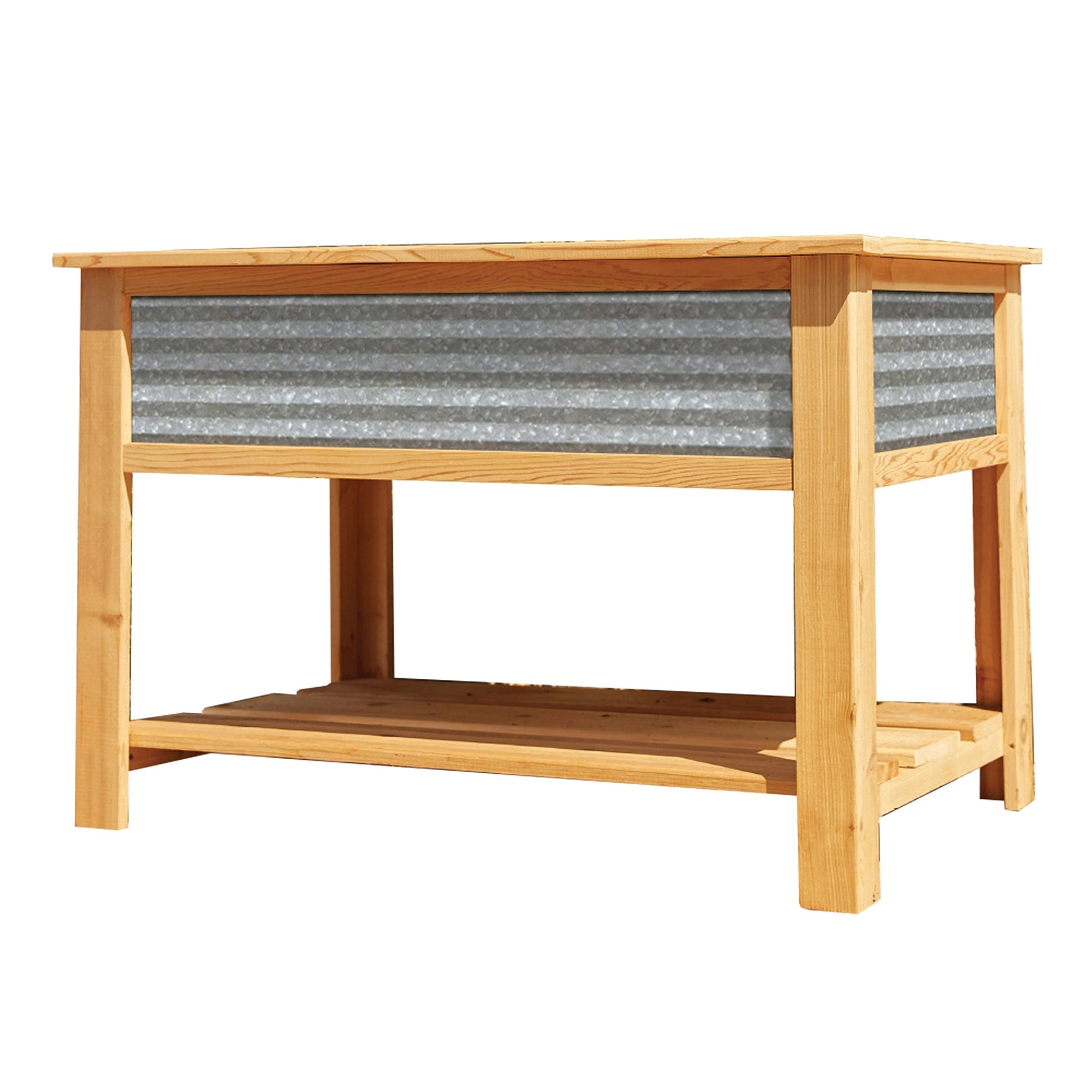 Panacea Galvanized & Cedar Wood Elevated Garden Planter, 4 ft. x 2 ft.