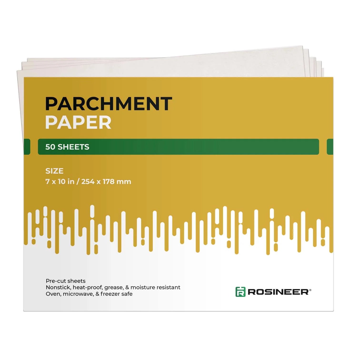 Rosineer Non-Stick Parchment Paper, 10" x 7", Pack of 50