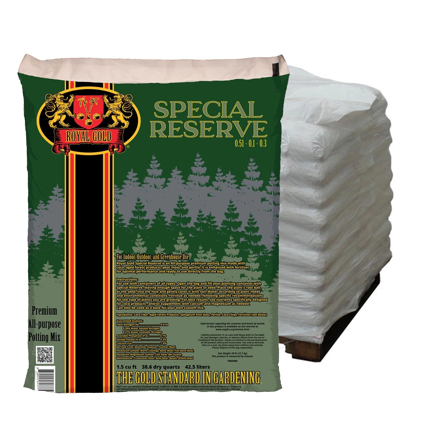 Royal Gold Special Reserve Premium All Purpose Potting Mix, 1.5 Cu Ft - Pallet of 65 Bags