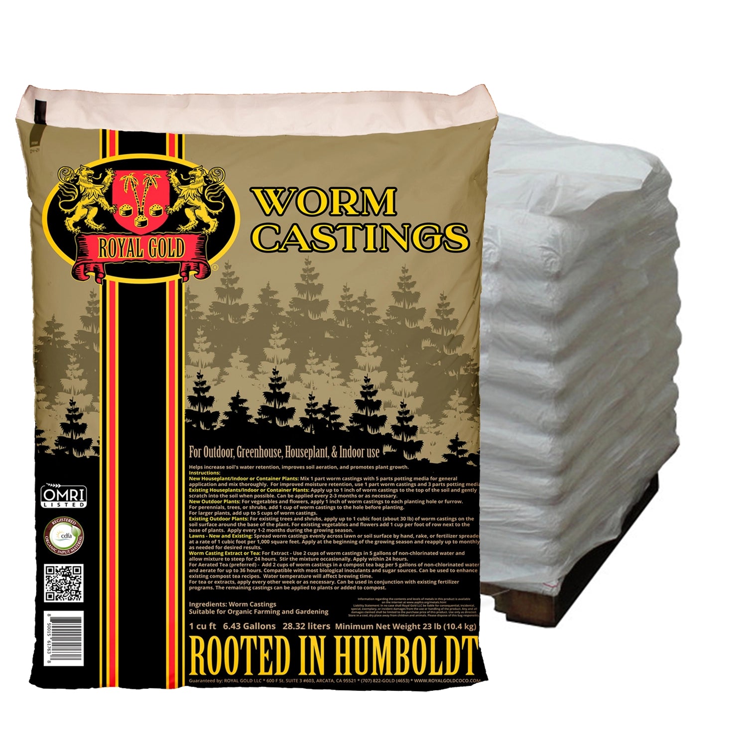 Royal Gold Earthworm Castings, 1 Cu Ft - Pallet of 60