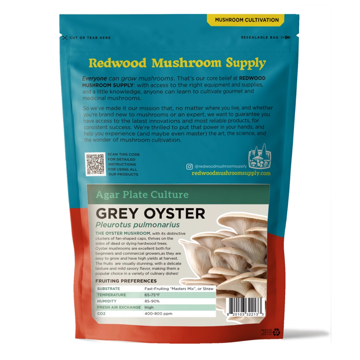 Redwood Mushroom Supply Grey Oyster Mushroom Plate Culture
