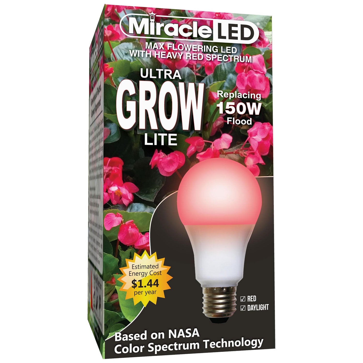 MiracleLED 12 Watt (150 Watt Equivalent) Commercial Daylight Red Spectrum Hydroponic Ultra LED Grow Light Bulb, 5,000K