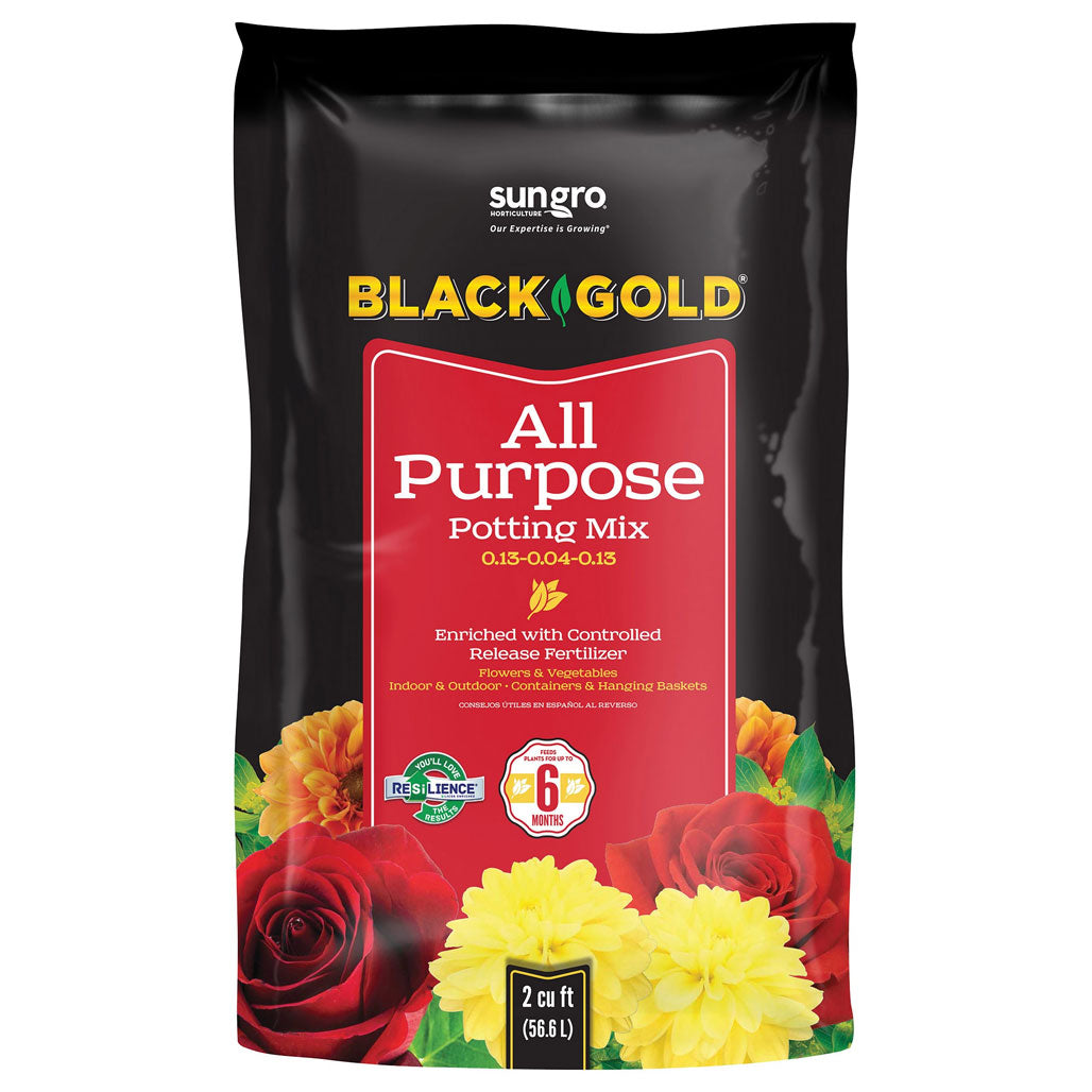 SunGro Horticulture Black Gold All Purpose Potting Mix with RESiLIENCE