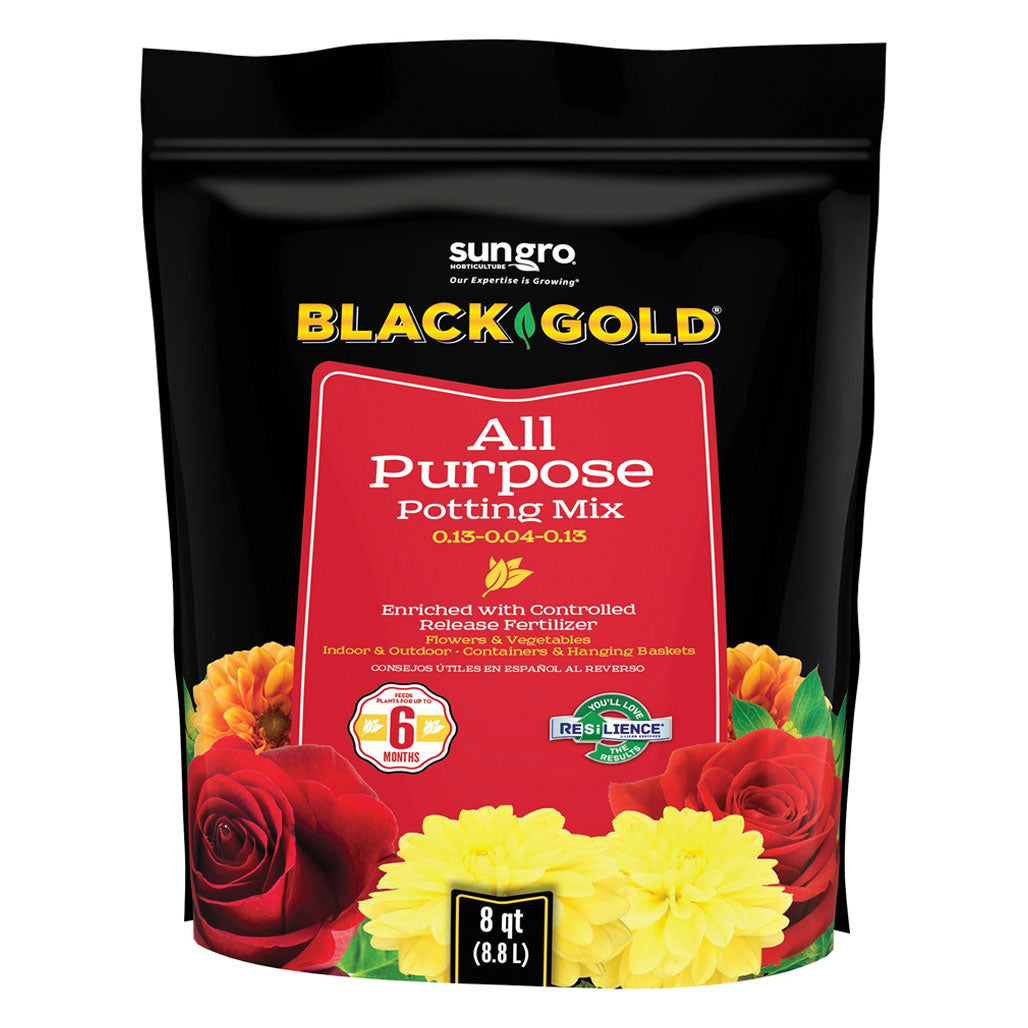 SunGro Horticulture Black Gold All Purpose Potting Mix with RESiLIENCE