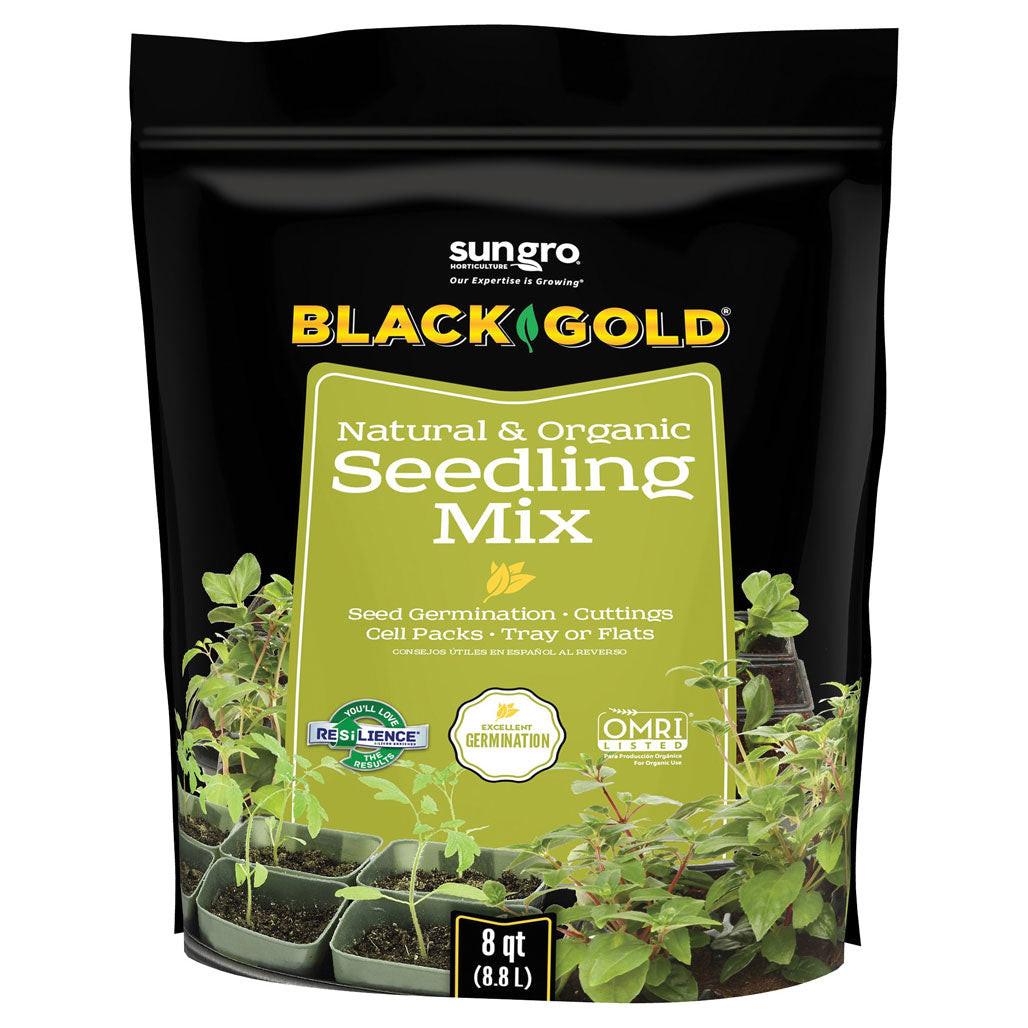 SunGro Horticulture Black Gold Seedling Mix with RESiLIENCE, 8 Quart - Case of 8.