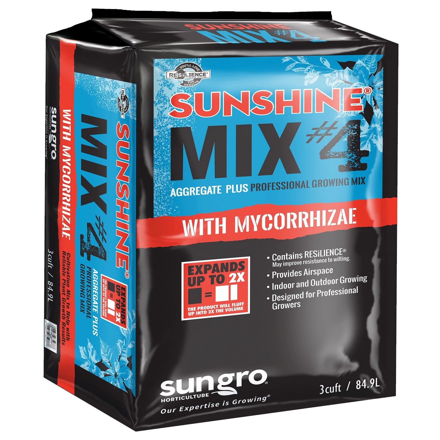 SunGro Horticulture Sun Gro Sunshine Mix #4 Aggregate Plus with Mycorrhizae and RESiLIENCE, 3 cu ft.