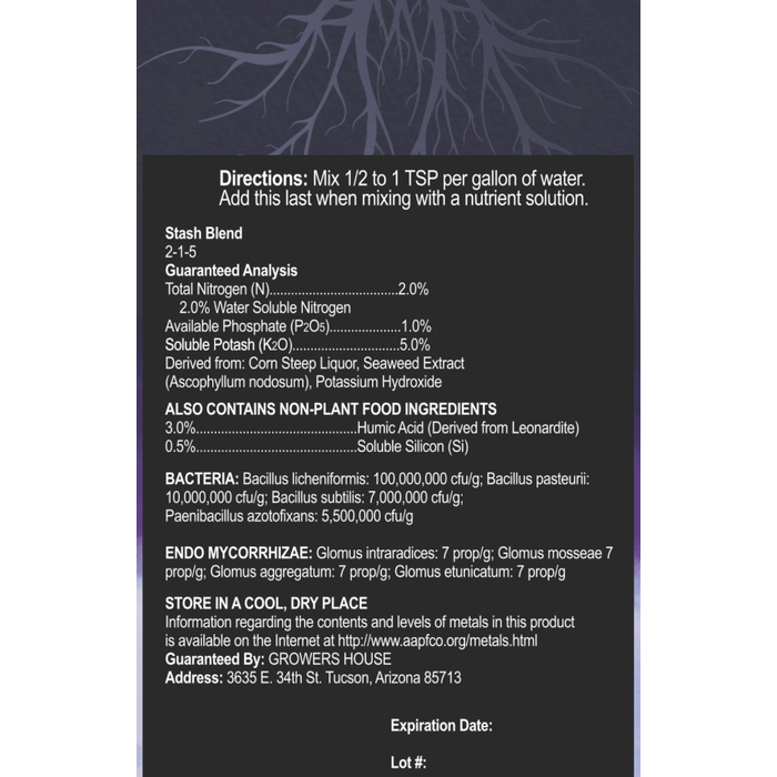Stash Blend Premium Plant Additive.