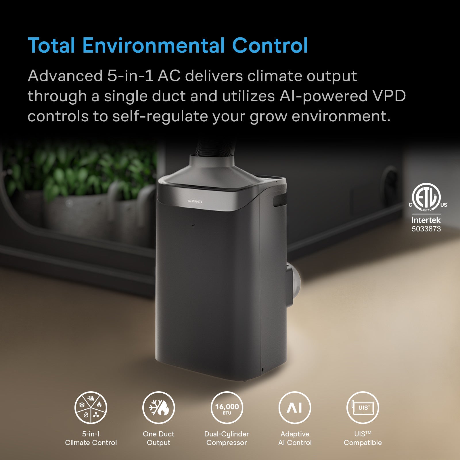 AC Infinity TERRAFORM 12 All-In-One Air Conditioner, 16000 BTU