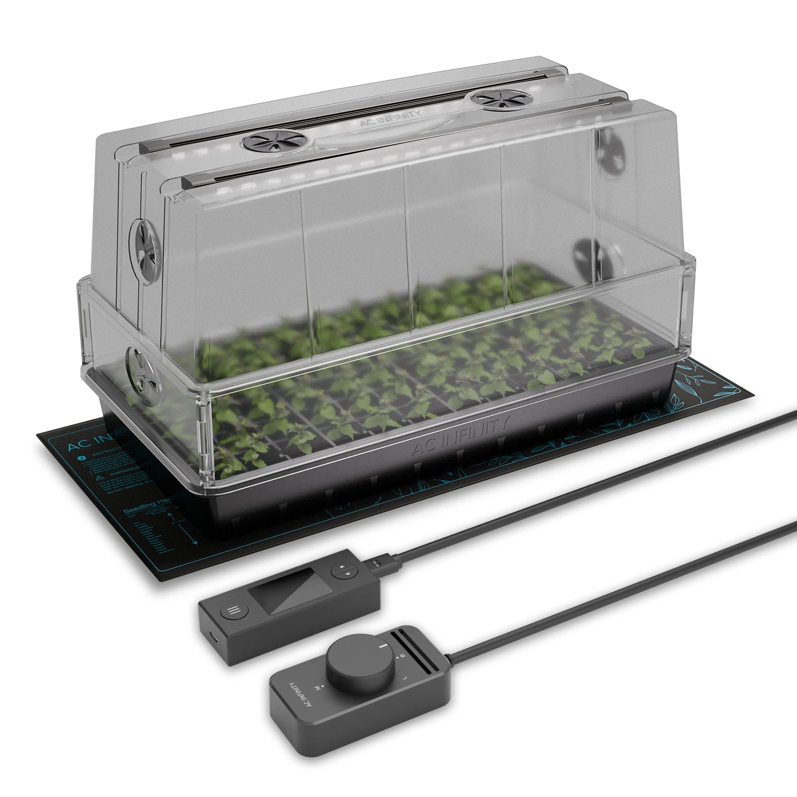AC Infinity Germination Kit with Humidity Dome, Heat Controller and LED Grow Light Bars, 6x12 Cell Tray (72 Site)