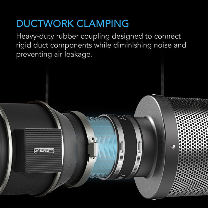 AC Infinity Noise Reduction Duct Coupler with Stainless Steel Clamps, 8"