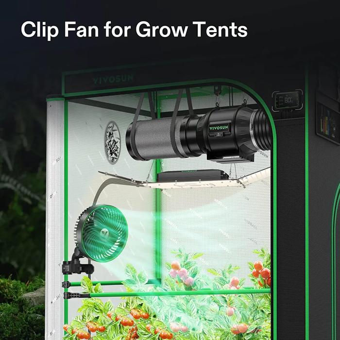 grow tent oscillating fan setup Vivosun AeroWave E6 Oscillating Grow Tent Clip Fan