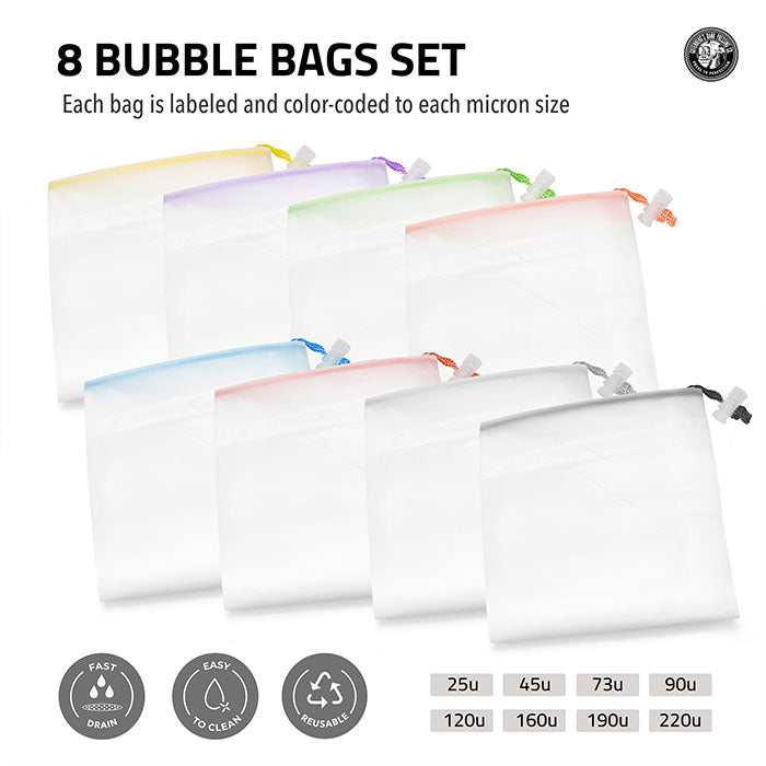 Gutenbergs Dank Pressing Co. All Mesh Bubble Bags, 1 Gallon 8 Bag Set