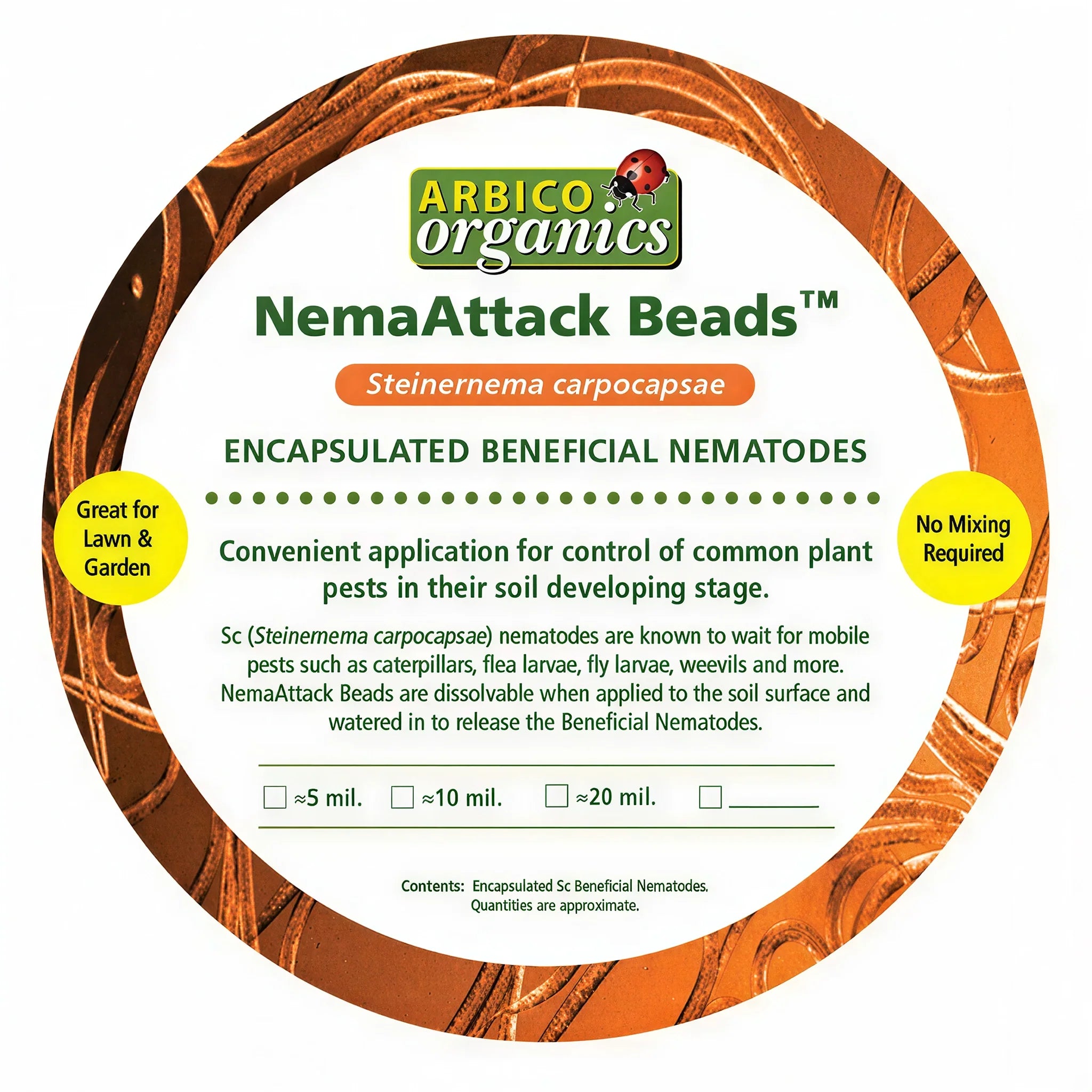 ARBICO Organics NemAttack Beads Steinernema Carpocapsae (Sc) Beneficial Nematodes