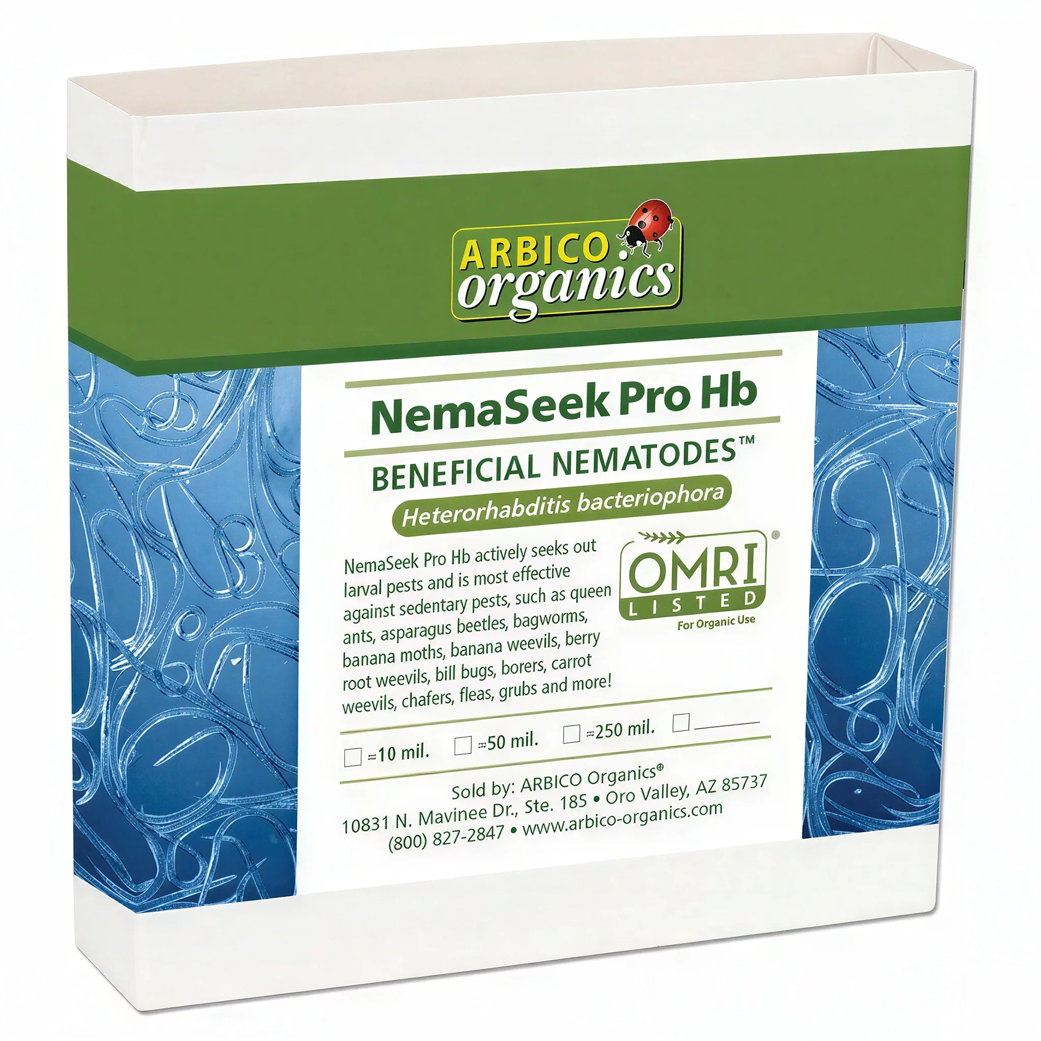 ARBICO Organics NemaSeek Pro Heterorhabditis Bacteriaphora (Hb) Beneficial Nematodes, Pack of 250 Million