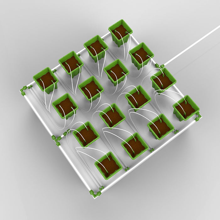 FloraFlex Micro Drip Irrigation Bundle, 16 Plants per 4'x4', 1 Gallon PotPro, 4' x 4'