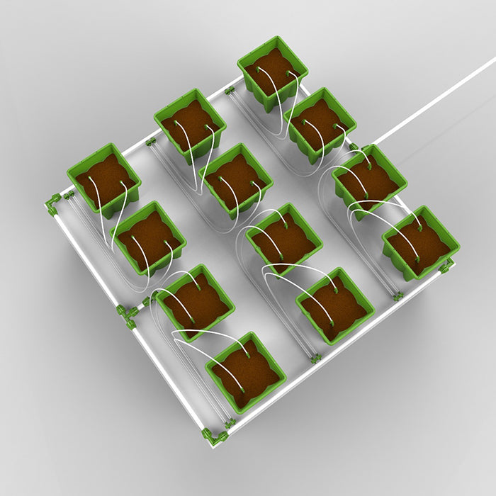FloraFlex Micro Drip Irrigation Bundle, 12 Plants per 4'x4', 2 Gallon PotPro, 4' x 28'