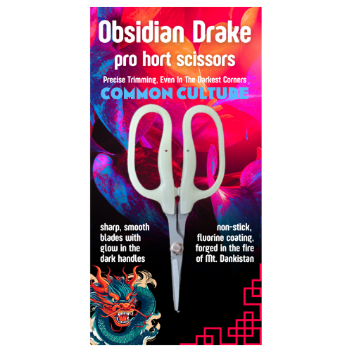 Obsidian Drake Pro Hort Scissors - Non-Stick Fluorine L-Shape Blade - by Common Culture.