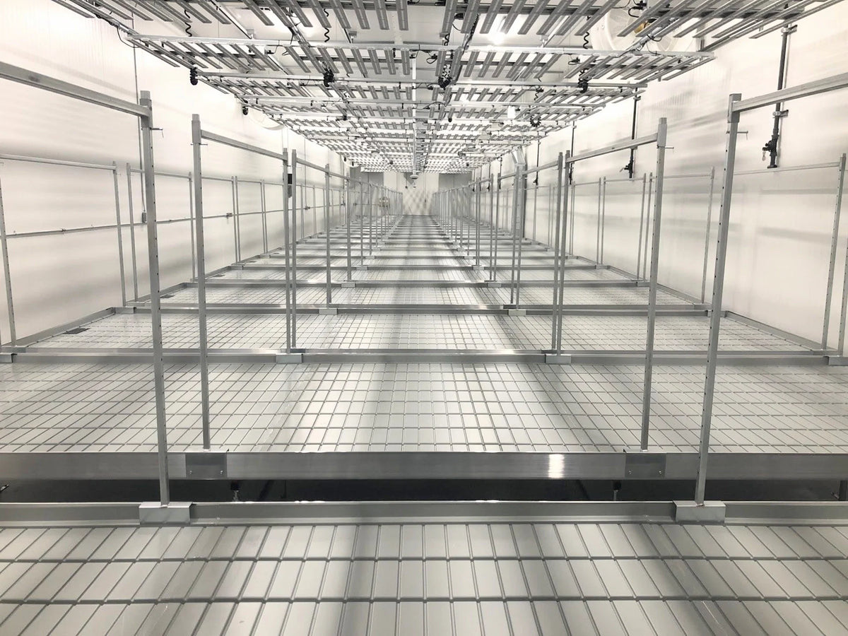 CM Horticulture ST - Stationary Bench: 3 Foot Width x 39 Foot Length x 20 Inch Height, Plastic Trays