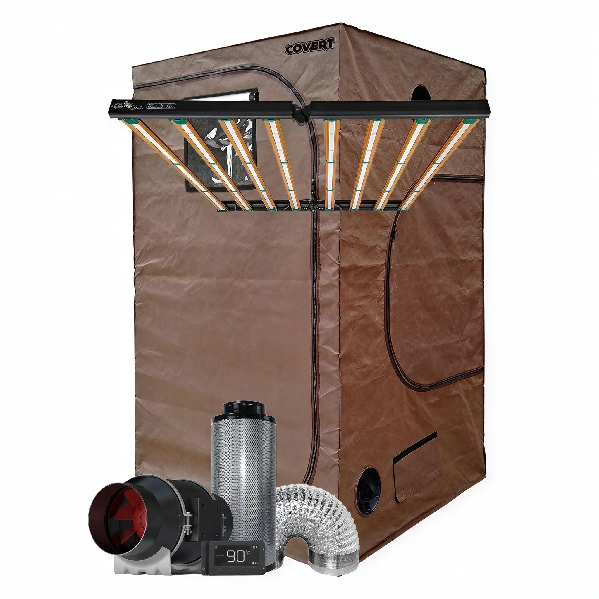 Covert 4' x 4' Growers Choice ROI-E720 LED Grow Tent Kit With Automated Ventilation Package