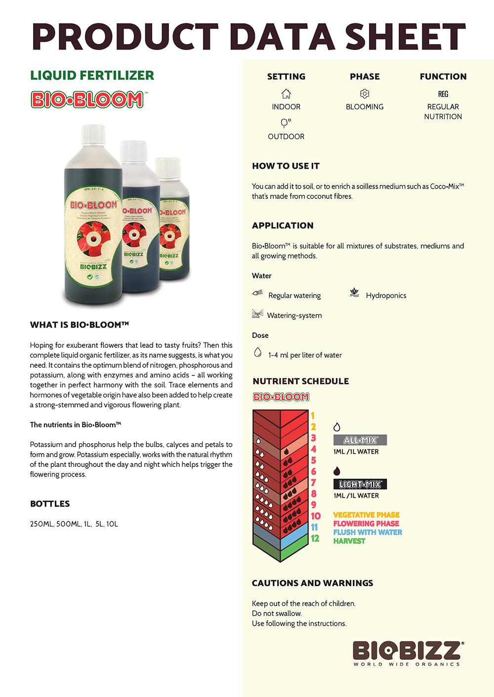 BioBizz Bio-Bloom 20 Liter - Organic Fertilizer for Flowering