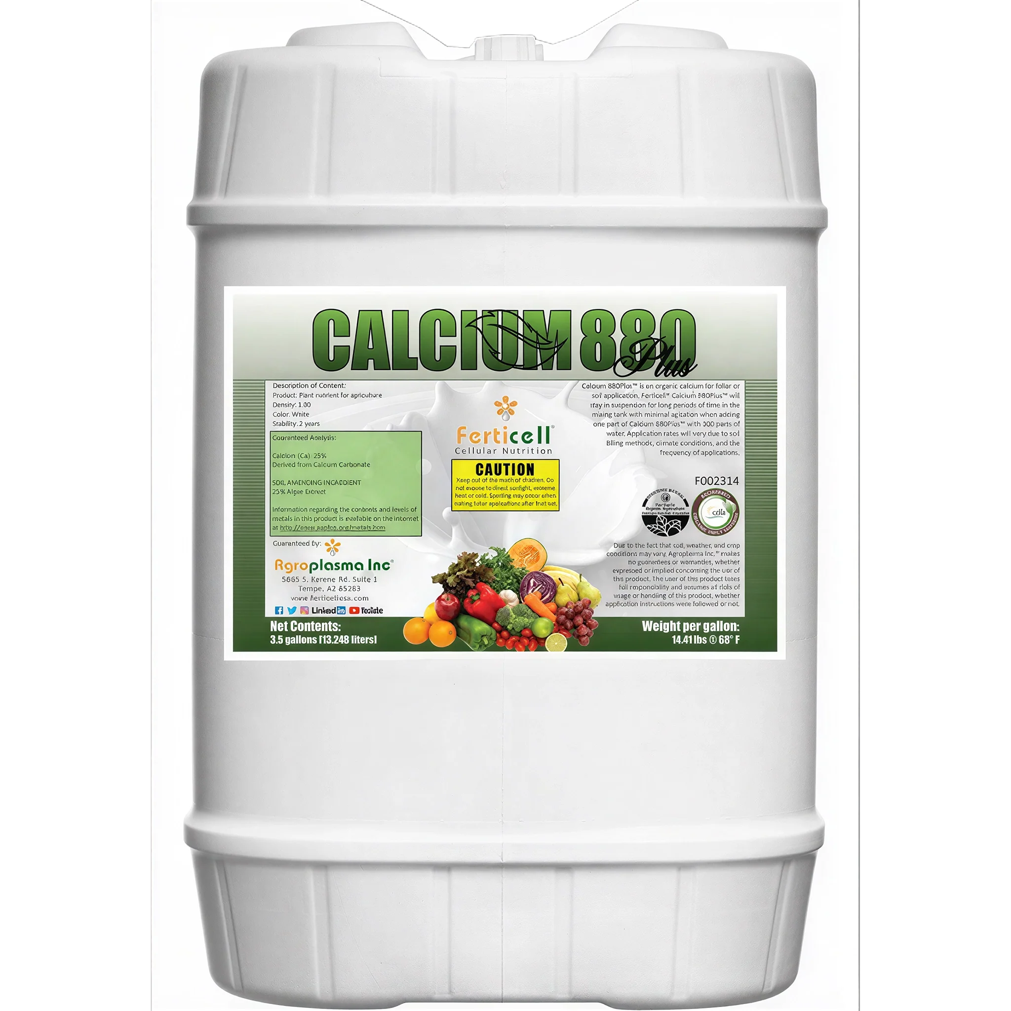 Ferticell Organic Calcium 880 Plus, 80 Gallon
