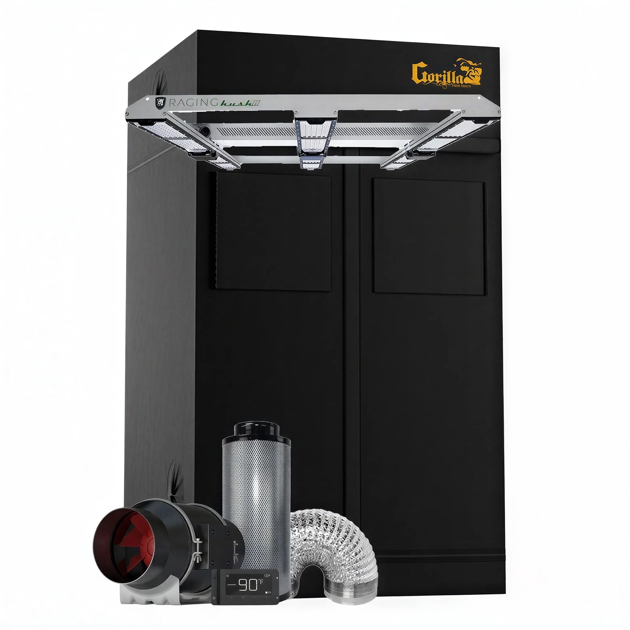Gorilla Grow Tent 4' x 4' Scynce LED Raging Kush 2.0 650 Watt Grow Tent Kit With Automated Ventilation Package