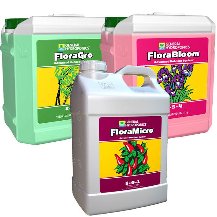 Kit Flora Series Senua-General Hydroponics Per Acqua Dura: FloraGro, FloraBloom, FloraMicro (1L Ciascuno) – Nutrienti Per Idroponica, Giardino E Piante
