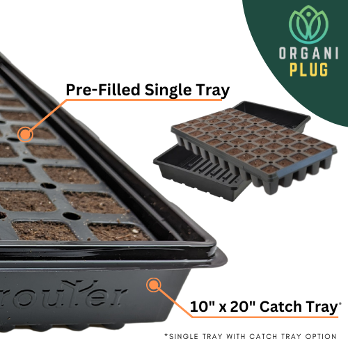 OrganiPlug Seed & Cutting Plugs - Pre-Filled Tray w/ 50 Tall Plugs - Single, Case, and Pallet.