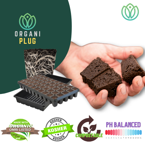 OrganiPlug Seed & Cutting Plugs - Pre-Filled Tray w/ 50 Tall Plugs - Single, Case, and Pallet.