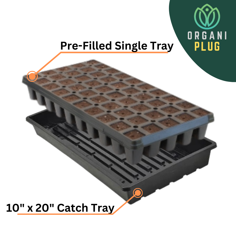 OrganiPlug Seed & Cutting Plugs - Pre-Filled Tray w/ 50 Tall Plugs - Single, Case, and Pallet.