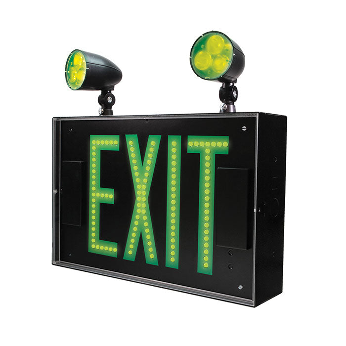 Growlite Exit Sign, Double Face, 2 Soft Green LED Lamps, NiHM Battery and Self Diagnostics