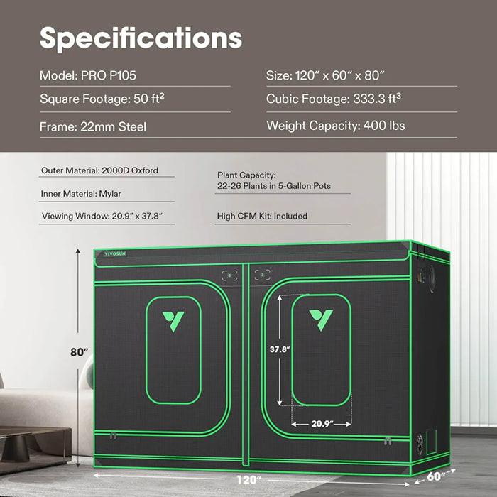 Vivosun P105 5' x 10' Grow Tent Pro - Durable & Spacious
