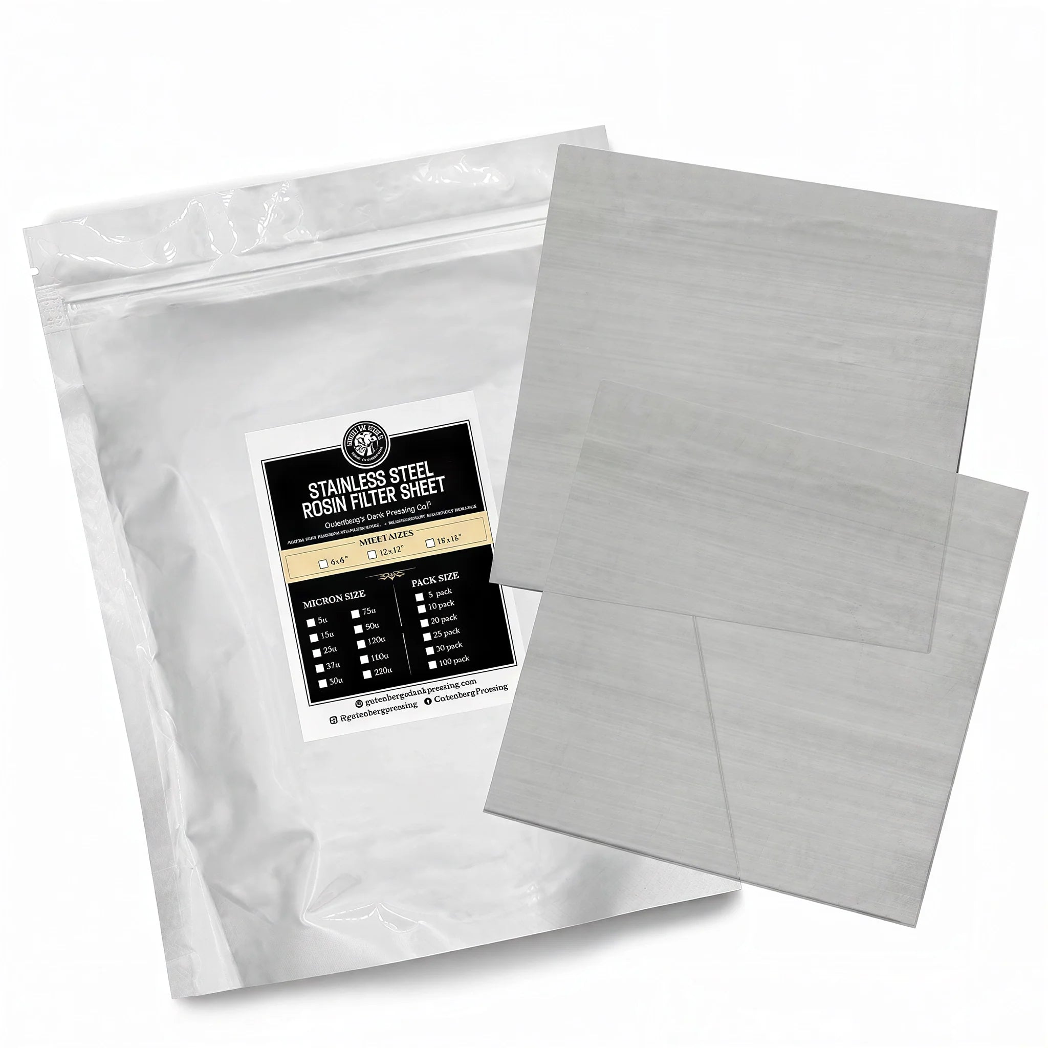 Gutenbergs Dank Pressing Co Stainless Steel Rosin Filter Sheets