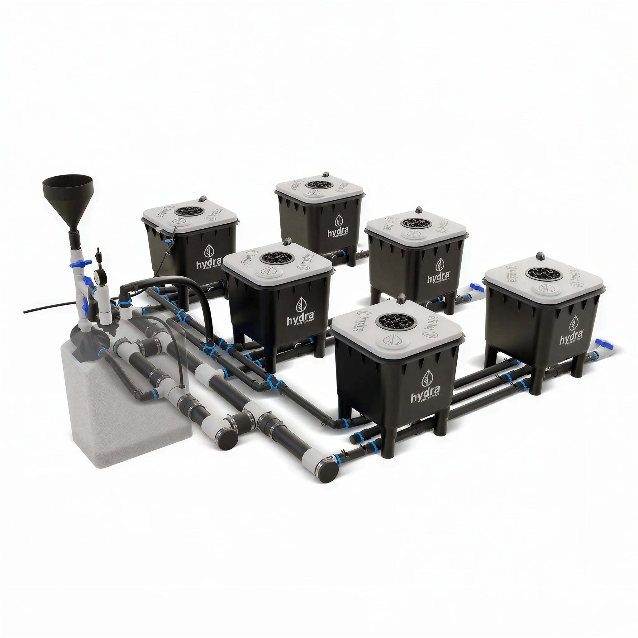 HydraMax Professional RDWC Hydroponic System, 3-Row, 6-Site System