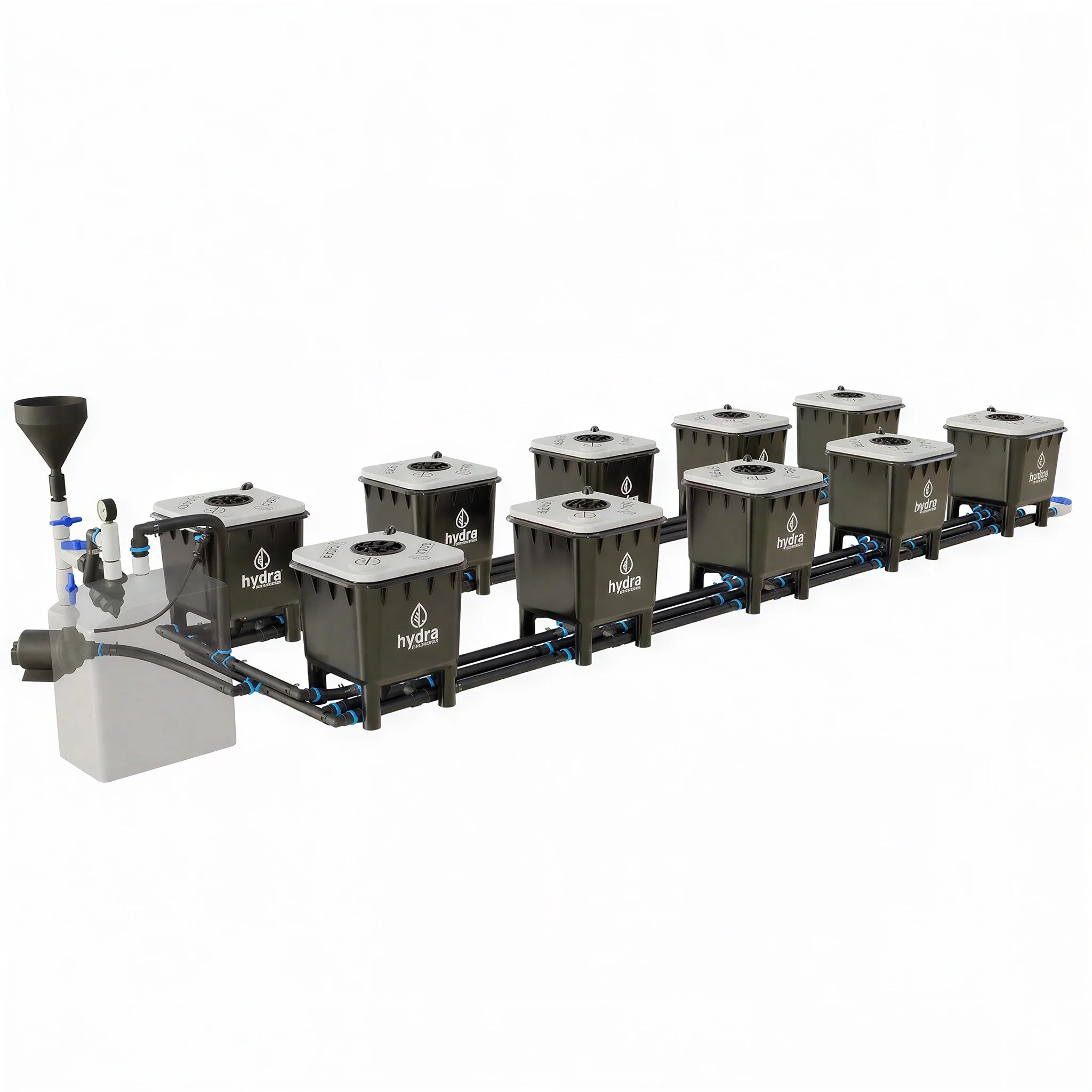 HydraMax Professional RDWC Hydroponic System, 2-Row, 10-Site System