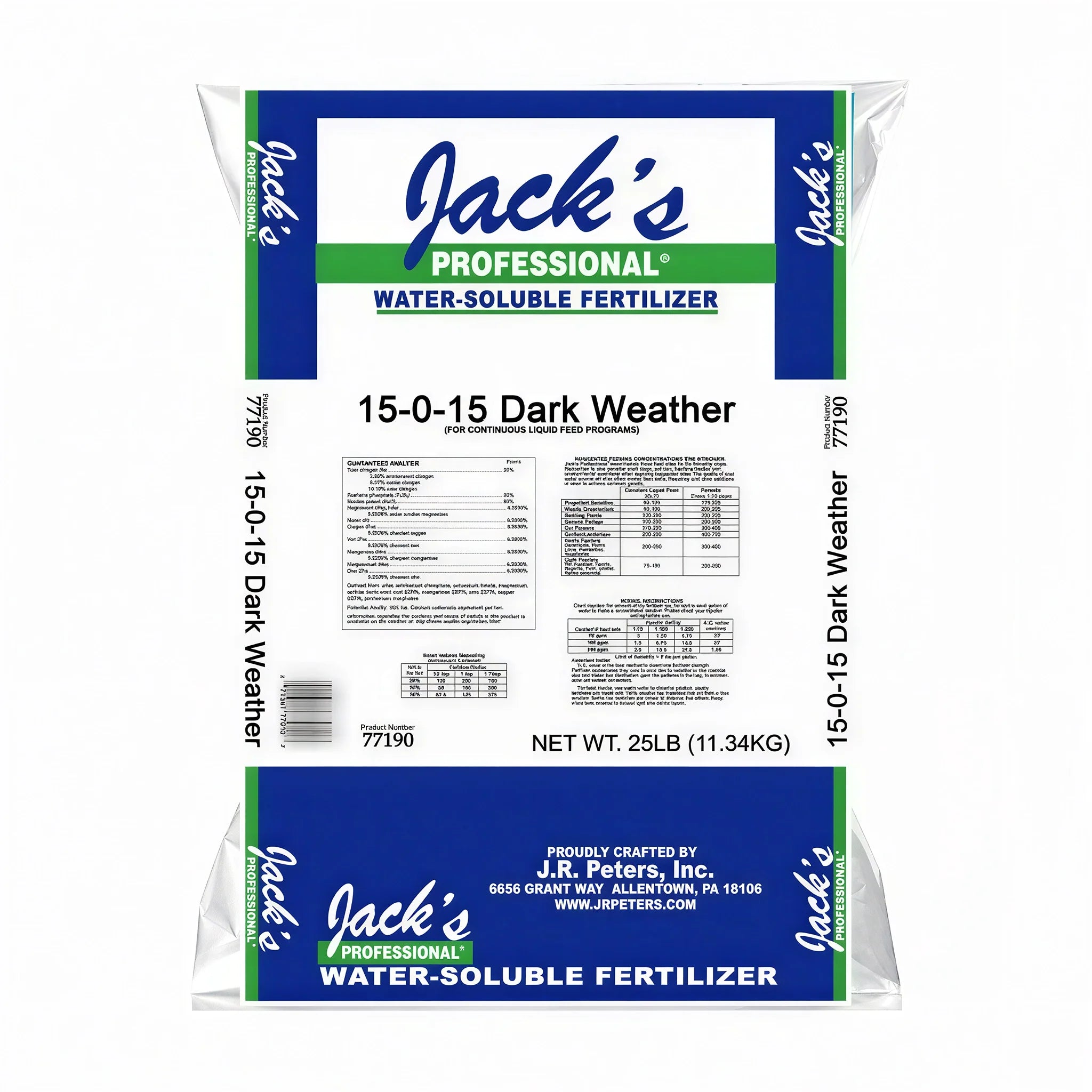 Jack's Professional 15-0-15 Dark Weather Water Soluble Fertilizer, 25 lbs.