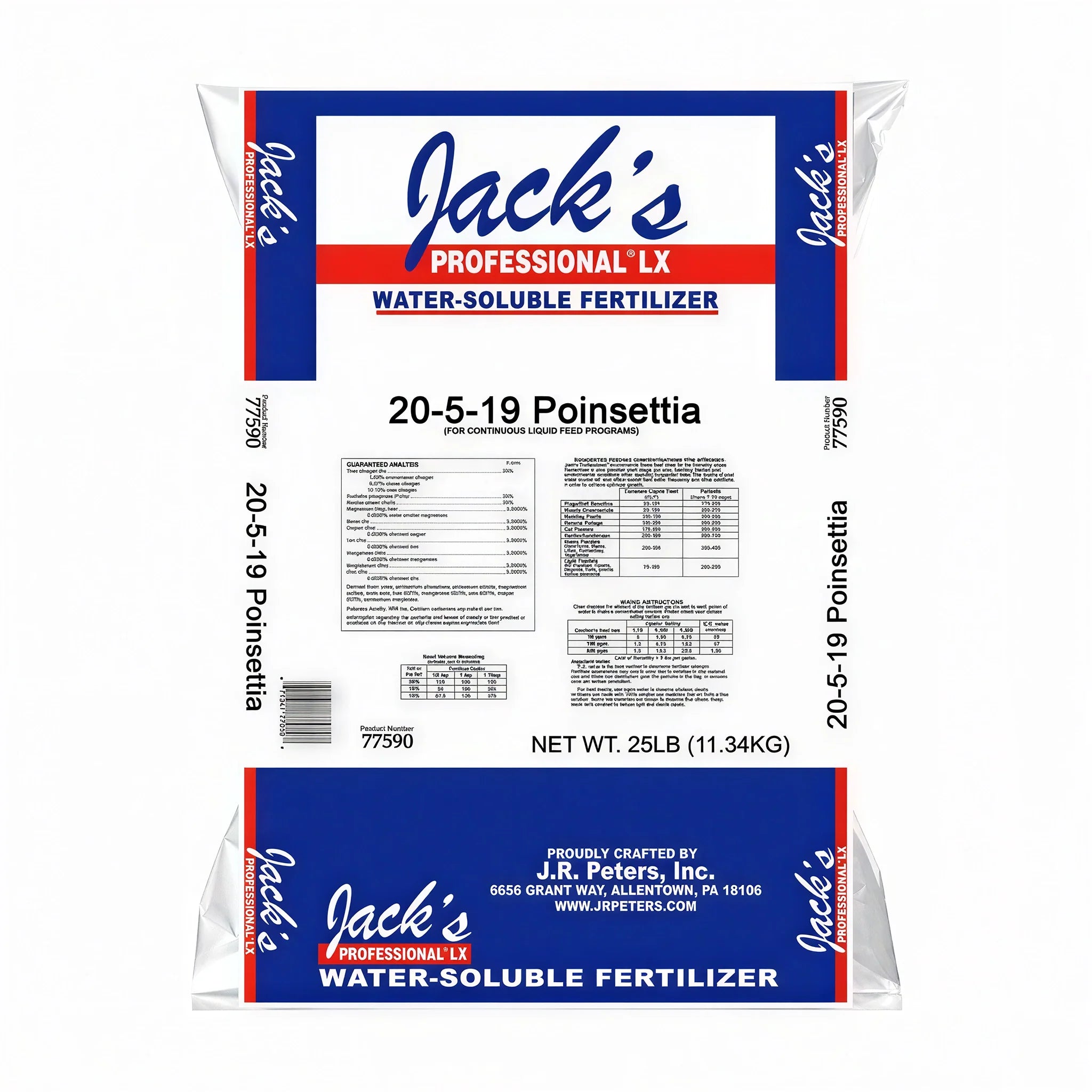 Jack's Professional 20-5-19 Poinsettia LX Water Soluble Fertilizer, 25 lbs.